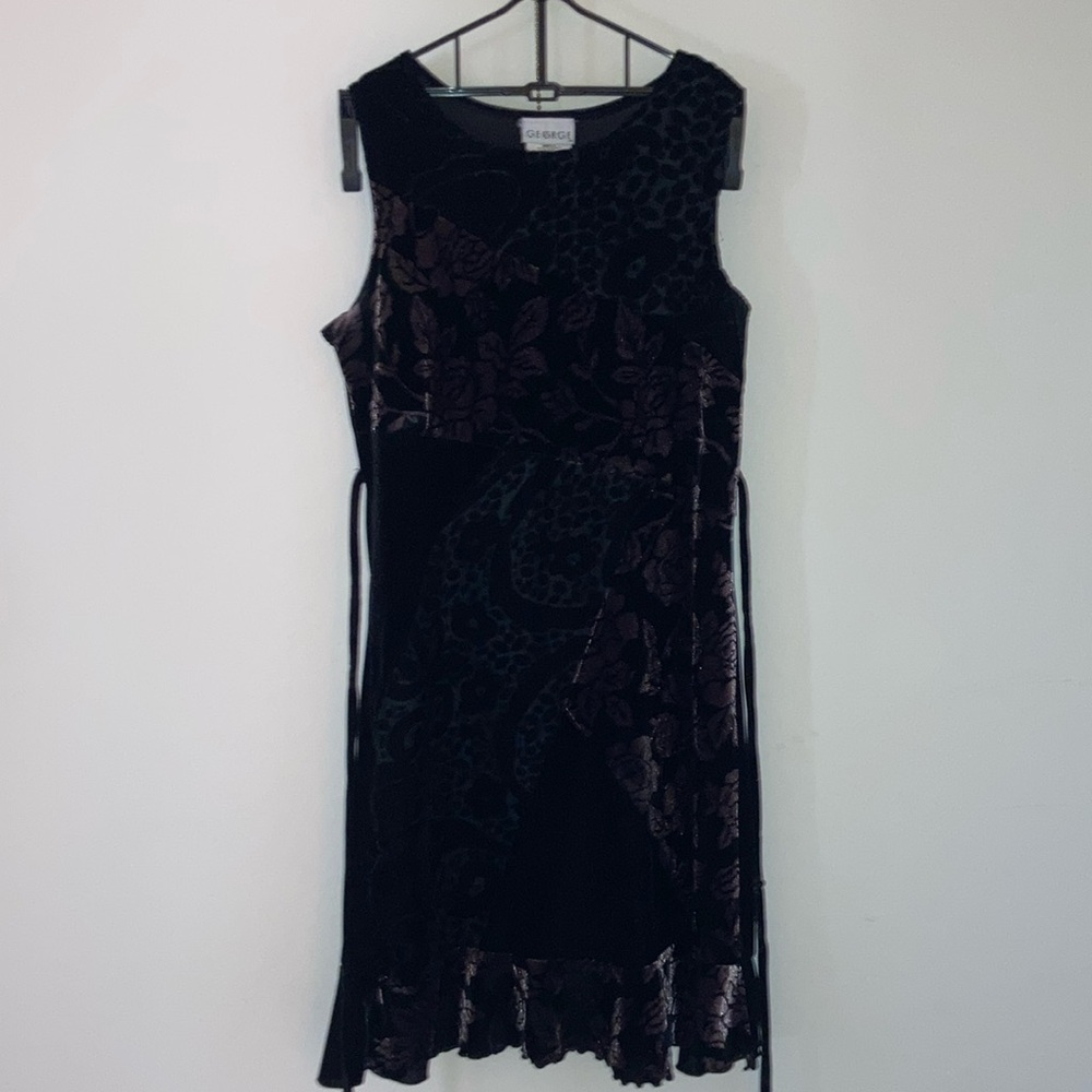 Black Sleeveless Y2K Patterned Mini Dress